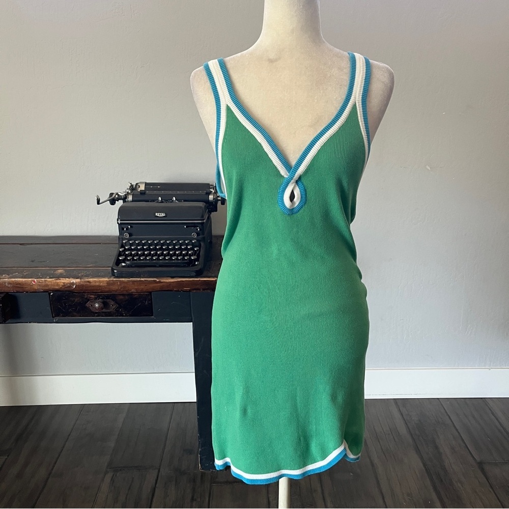 Free People Green Blair Sweater Knit Dress - Size Large - Picture 3 of 16